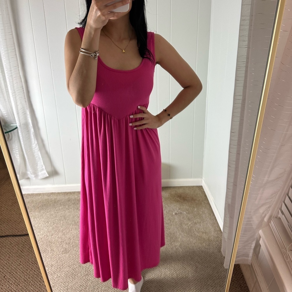 Vibrant Pink Sleeveless Maxi Dress